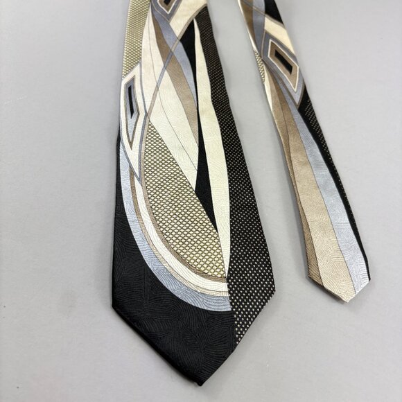 J. Blades & Co. Black / Gold Abstract Tie 4" x 59" Vintage - Picture 2 of 3